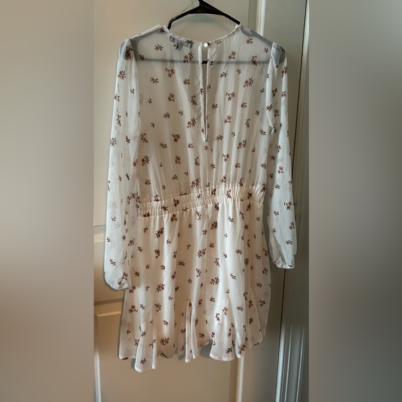 TRIXXI White Floral Longsleeve Mini Dress L - Picture 4 of 7